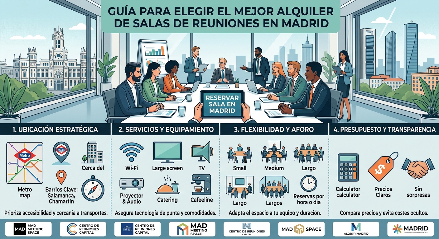 Guía para elegir el mejor alquiler de salas de reuniones en Madrid